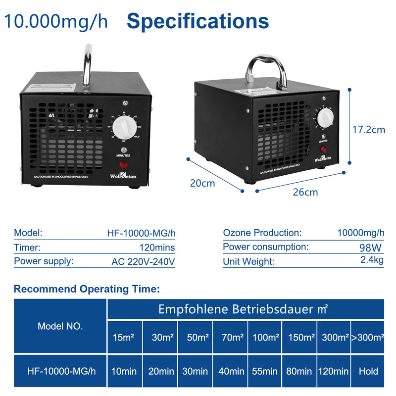 Sonnewelt Ozongenerator Ozon Luftreiniger 5.000mg/h 10.000mg/h