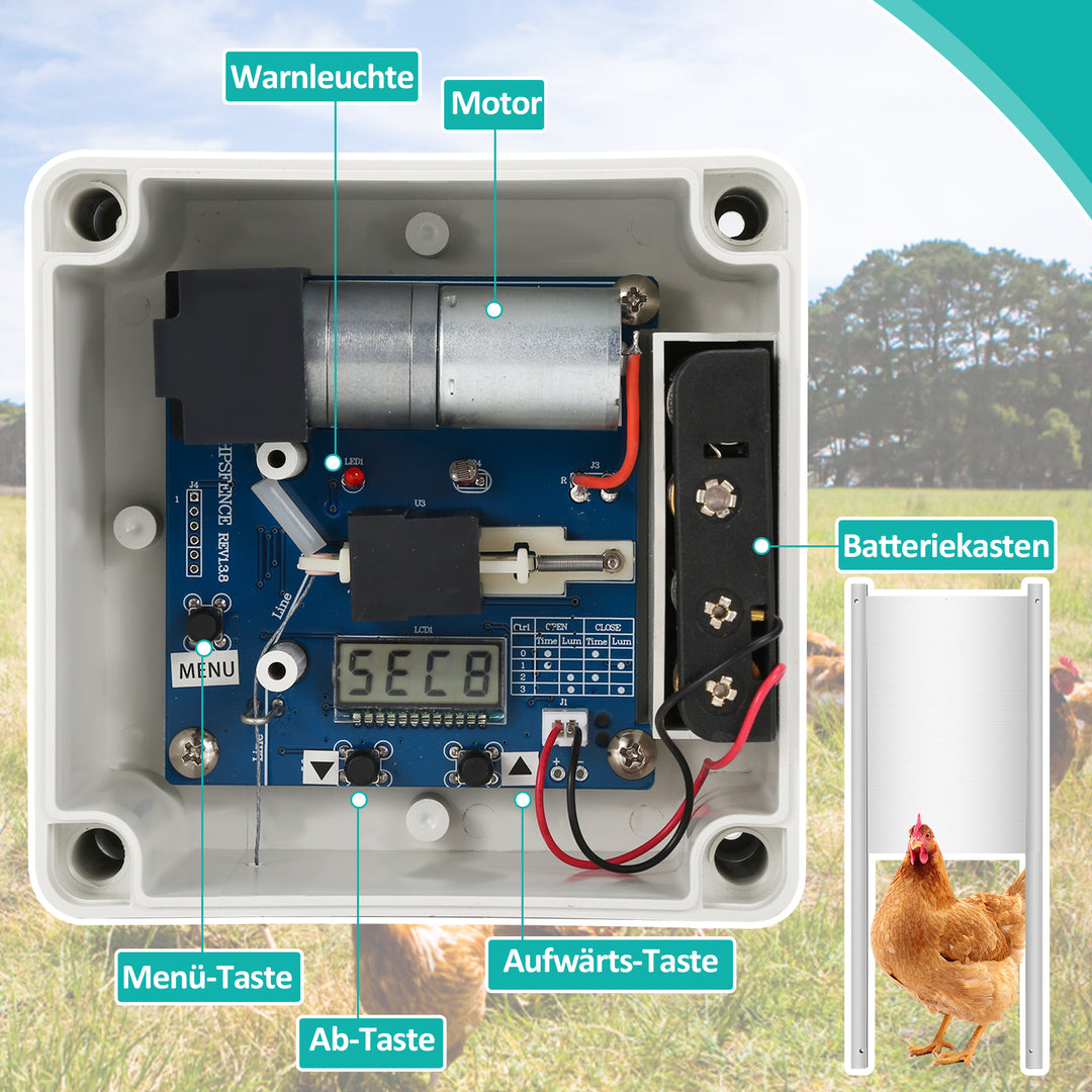 Sonnewelt Automatic Chicken Door with Light Sensor and Time Control