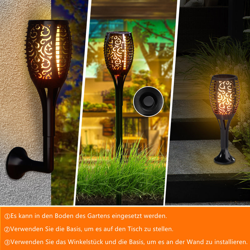 Sonnewelt Solarlampen für Außen 4 Stück 3 IN 1 Solarfackeln