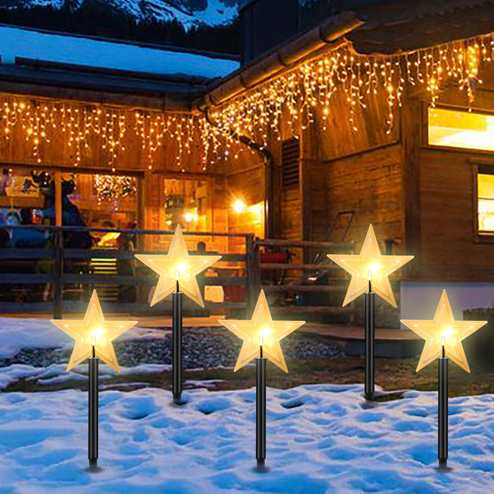 Sonnewelt 5 Pcs Stars Christmas Lights Garden Light