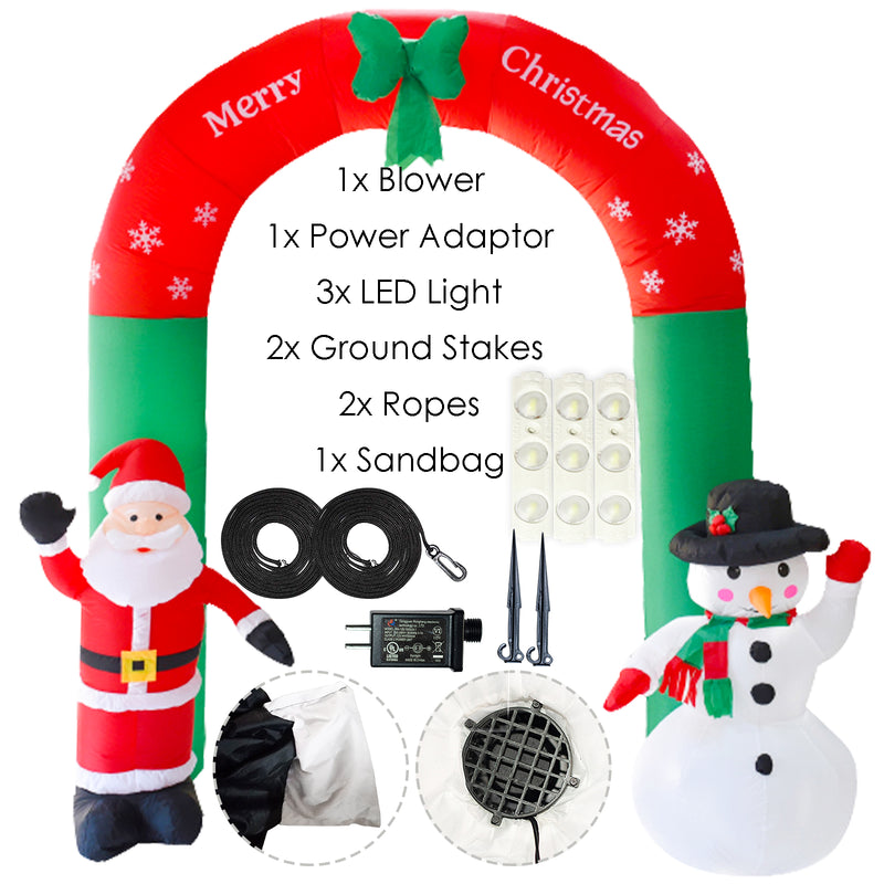 Sonnewelt Weihnachtsmann Aufblasbarer Deko Tor 240cm Schneemann Santa