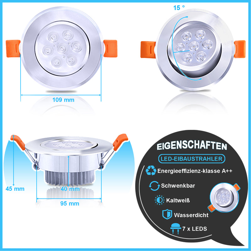 Sonnewelt LED Einbaustrahler 3W/5W/7W Kaltweiß/Warmweiß