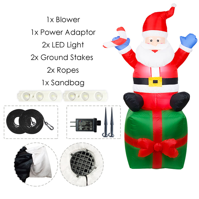Sonnewelt Weihnachtsmann Aufblasbarer 180cm LED Deko IP44