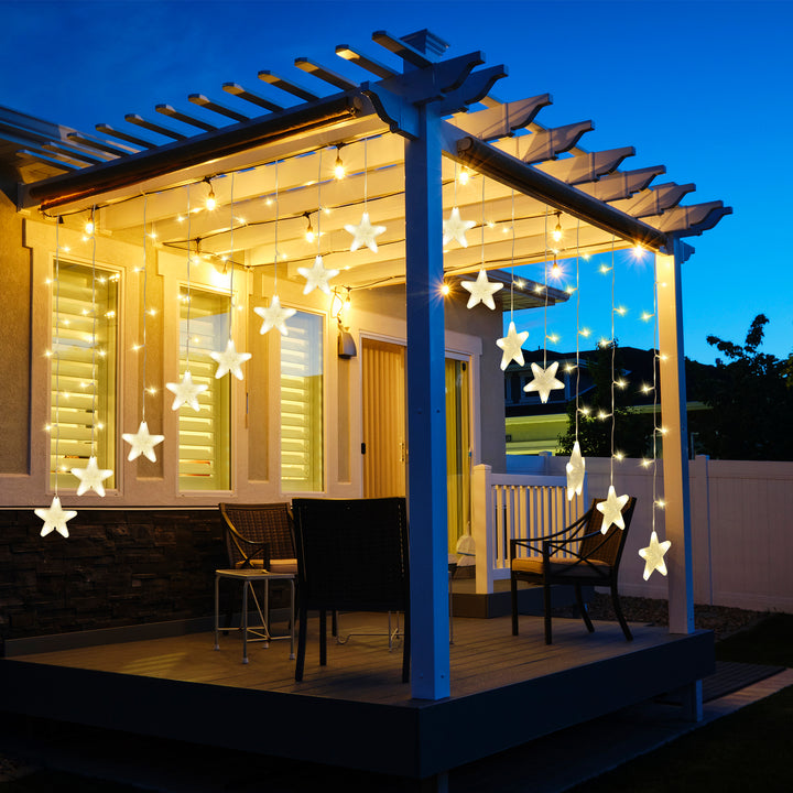 Sonnewelt LED Lichtervorhang 3.5M Sterne Lichterkette 150 LEDs