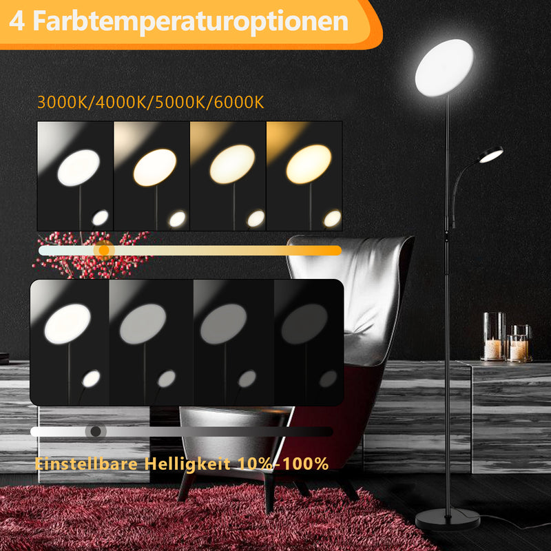 Sonnewelt LED Stehlampe Dimmbar 27W mit 7W Leselampe mit Fernbedienung