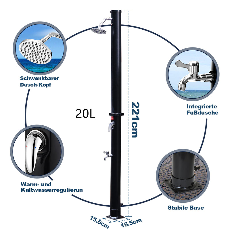 Sonnewelt 20L Solardusche mit Duschkopf