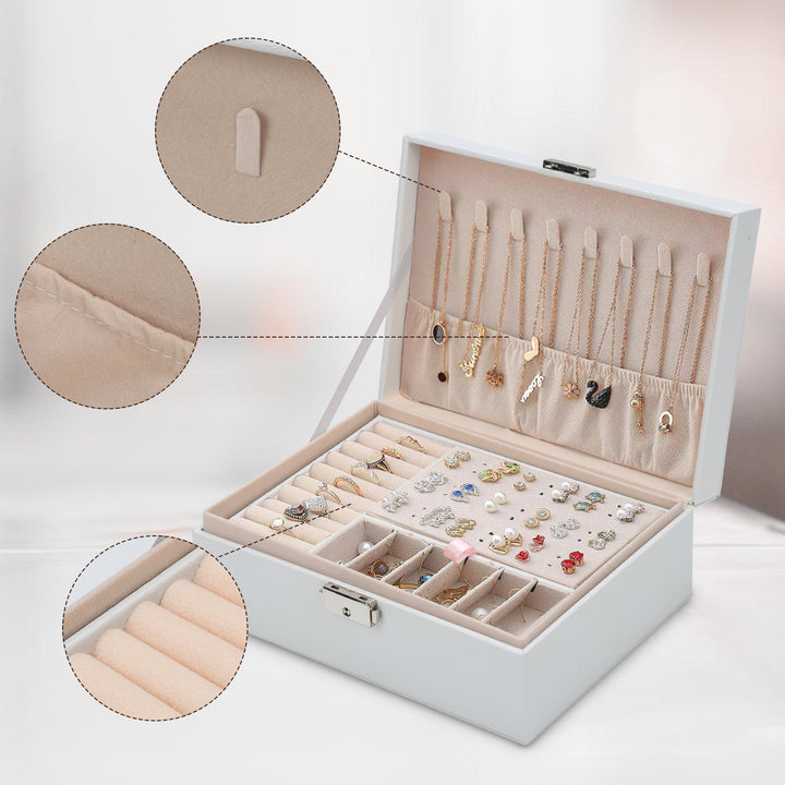 Sonnewelt 2 Schichten Schmuckkasten Schmuckkoffer Weiß/schwarz