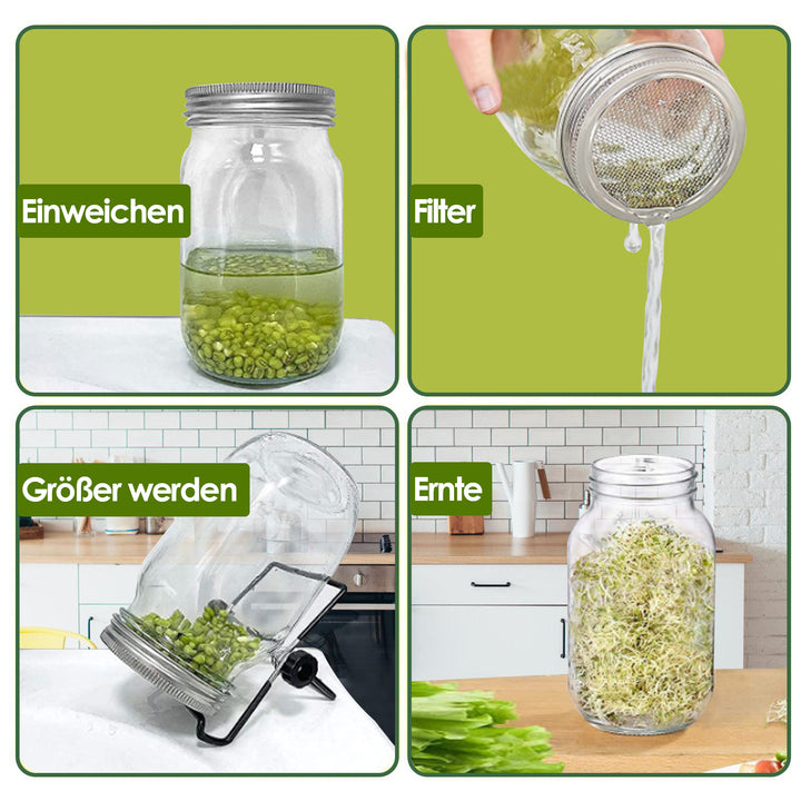 Sonnewelt 2 sprout glass germination glass with lid &amp; sieve 950ML