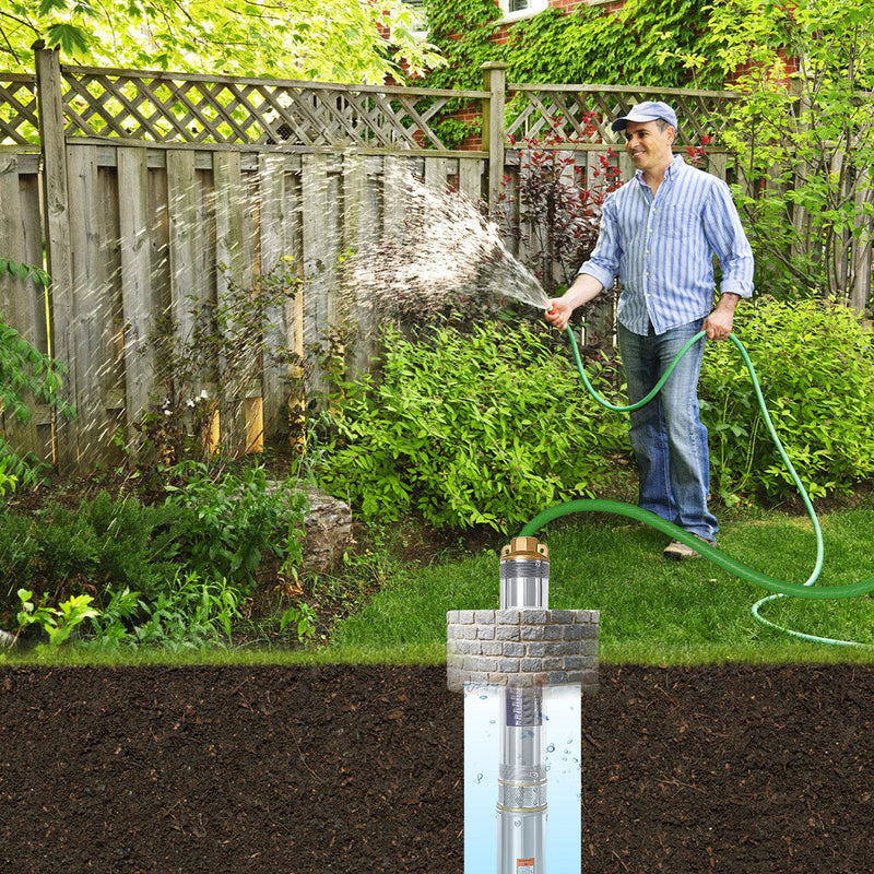 Sonnenwelt Tiefbrunnenpumpe für Gartenbewässerung Edelstahl
