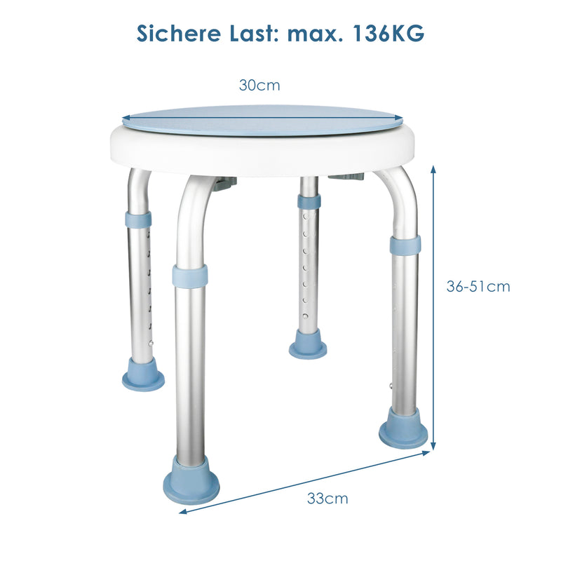 Sonnewelt Duschhocker Duschstuhl 360°Drehbarer