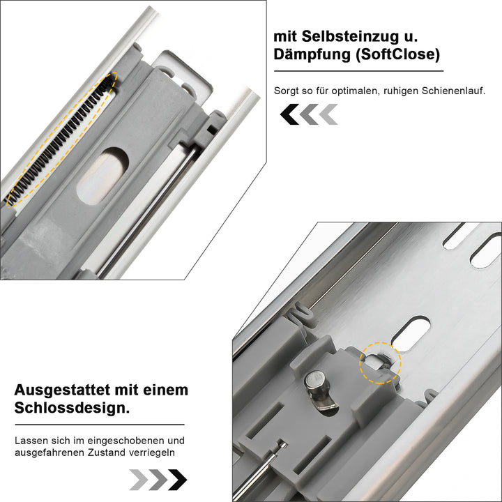 Sonnewelt 1 pair of full extension drawer rails 35 kg load capacity