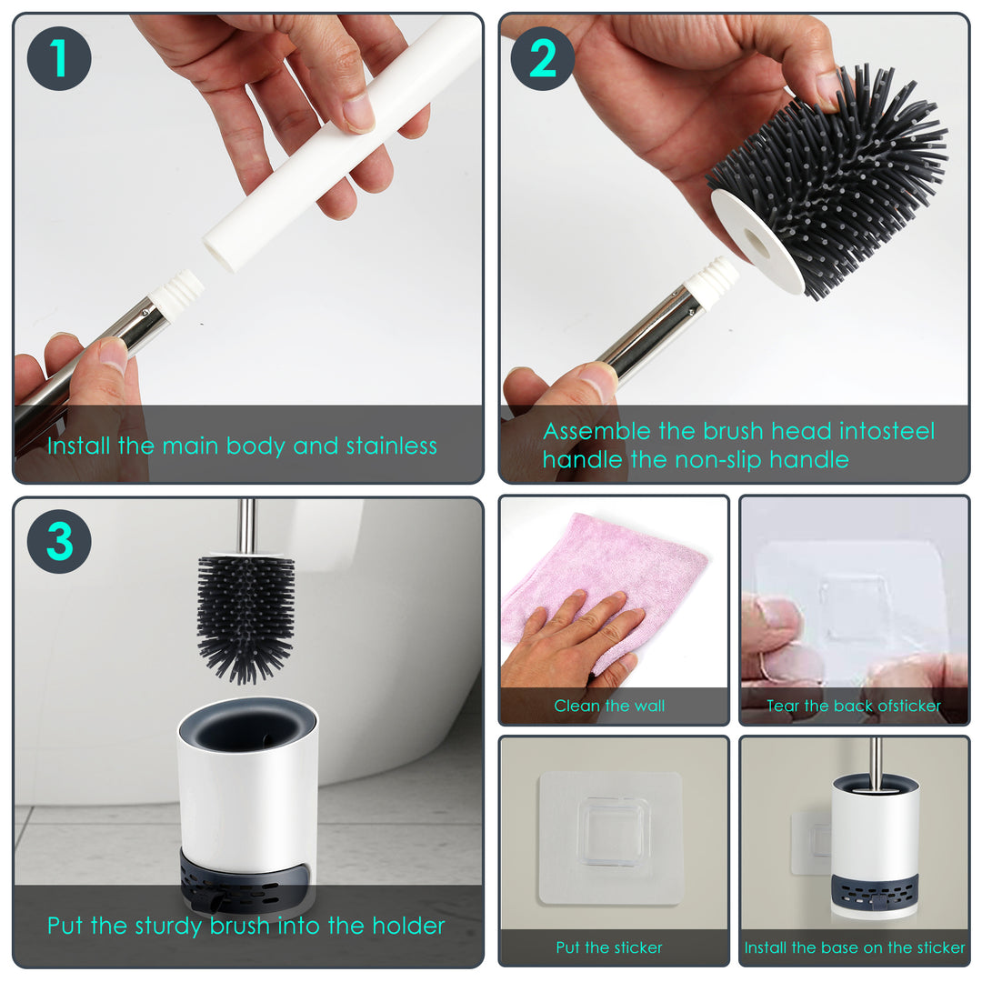 Sonnewelt Silicone Toilet Brush Sterile Stainless Steel 2 in 1