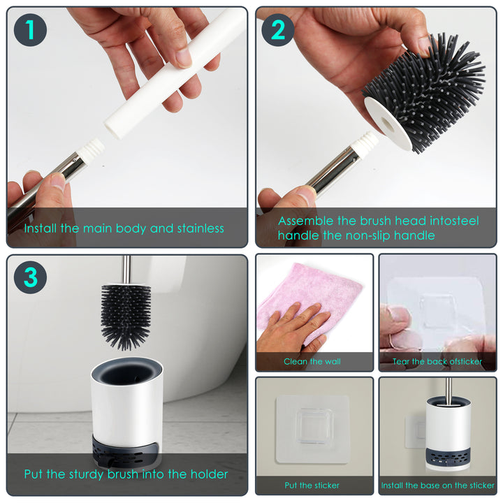 Sonnewelt Silicone Toilet Brush Sterile Stainless Steel 2 in 1