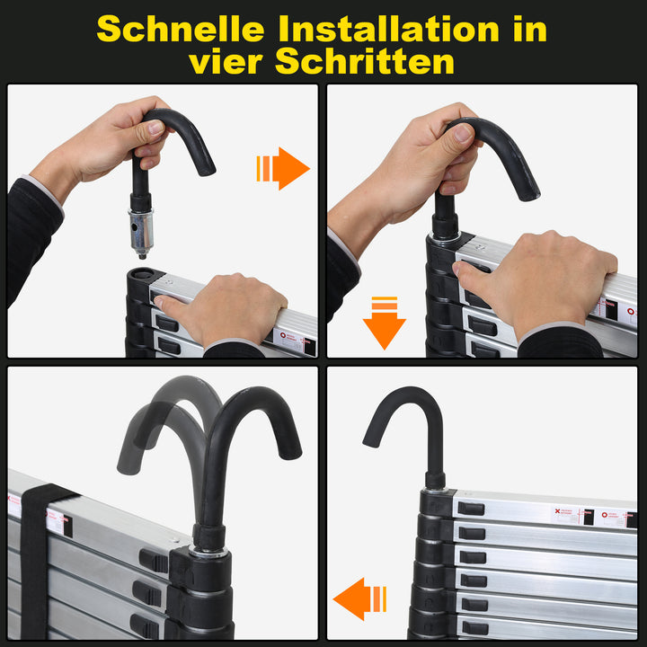Sonnewelt telescopic ladder with 2 removable hooks