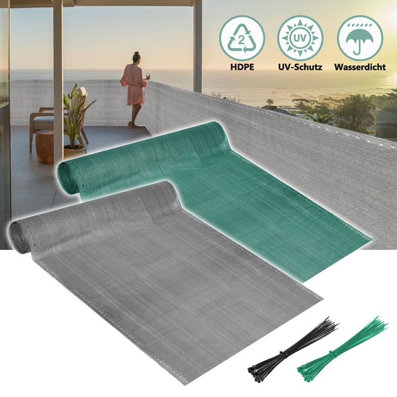 Sonnewelt Sichtschutz HDPE Windschutz Schattennetz Grün/Grau