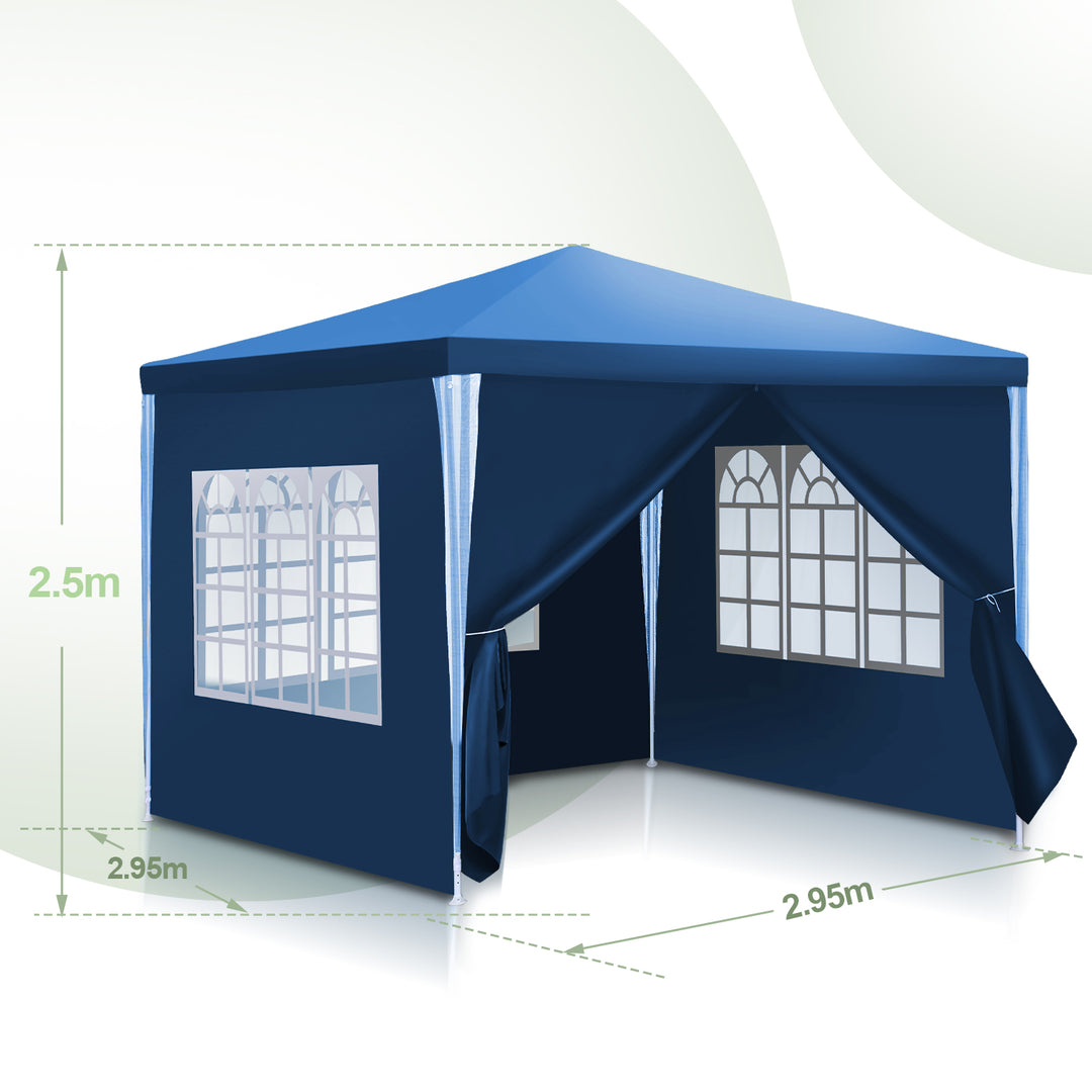Sonnewelt Pavillon 3x3m Partyzelt Wasserdicht mit Seitenteilen
