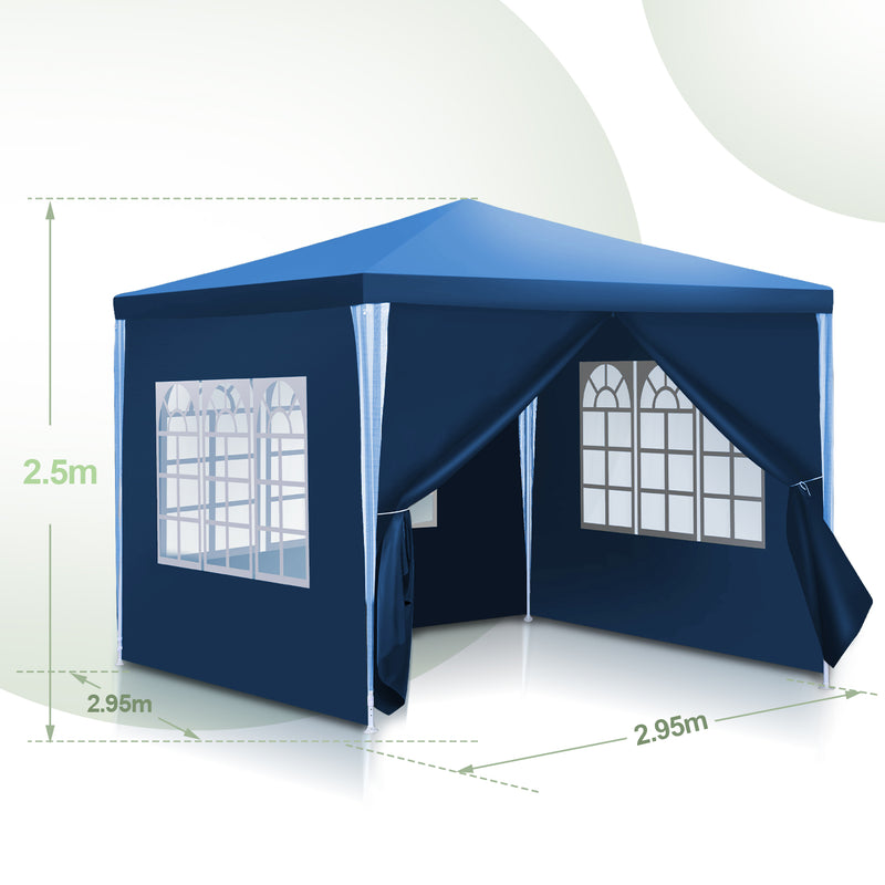 Sonnewelt Pavillon 3x3m Partyzelt Wasserdicht mit Seitenteilen