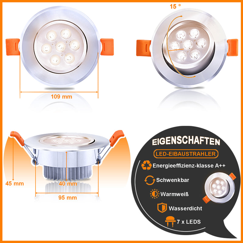 Sonnewelt LED Einbaustrahler 3W/5W/7W Kaltweiß/Warmweiß