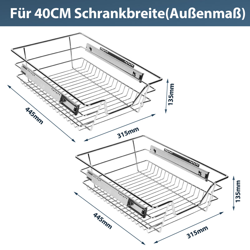 Sonnewelt Küchenschublade Teleskopschublade Metall 2 Stück