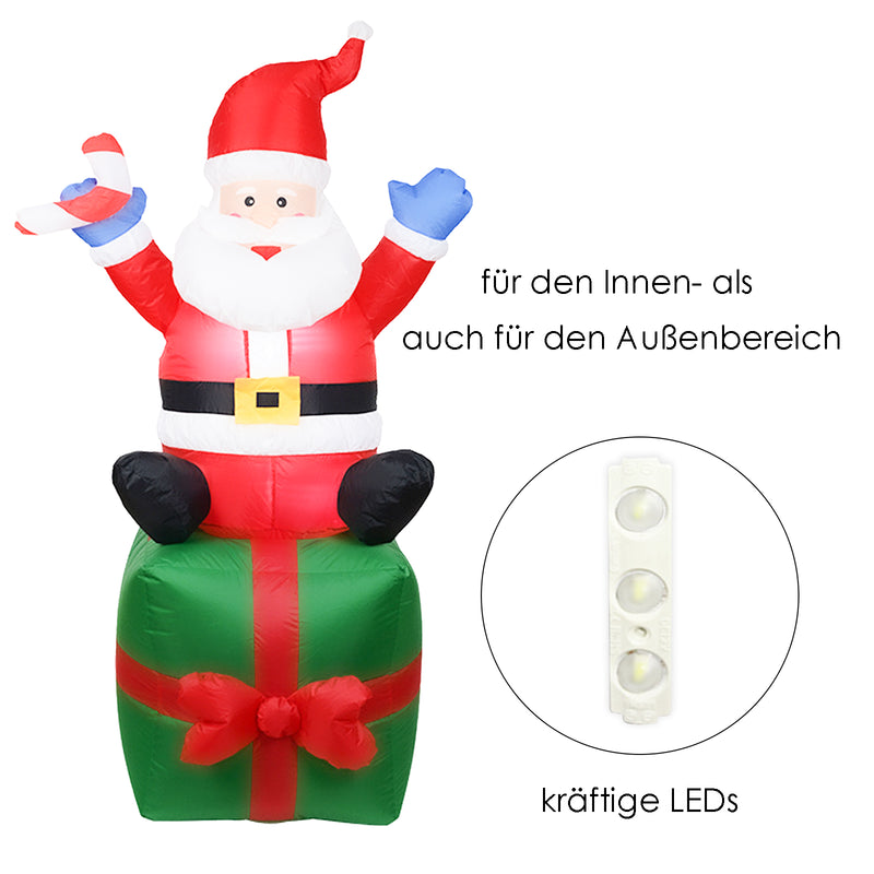 Sonnewelt Weihnachtsmann Aufblasbarer 180cm LED Deko IP44
