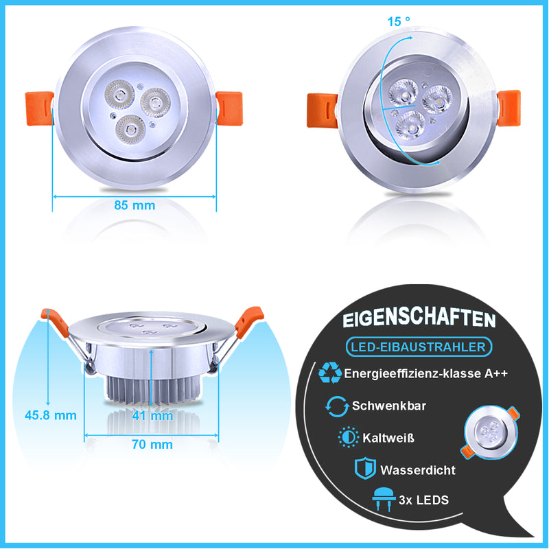Sonnewelt LED Einbaustrahler 3W/5W/7W Kaltweiß/Warmweiß