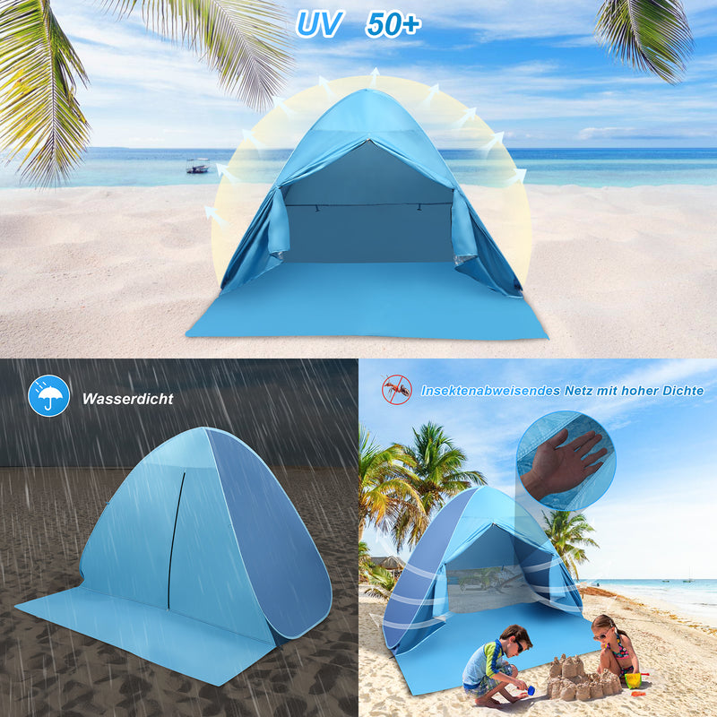 Sonnewelt Strandmuschel Pop Up Zelt UV-Schutz mit Vorhang