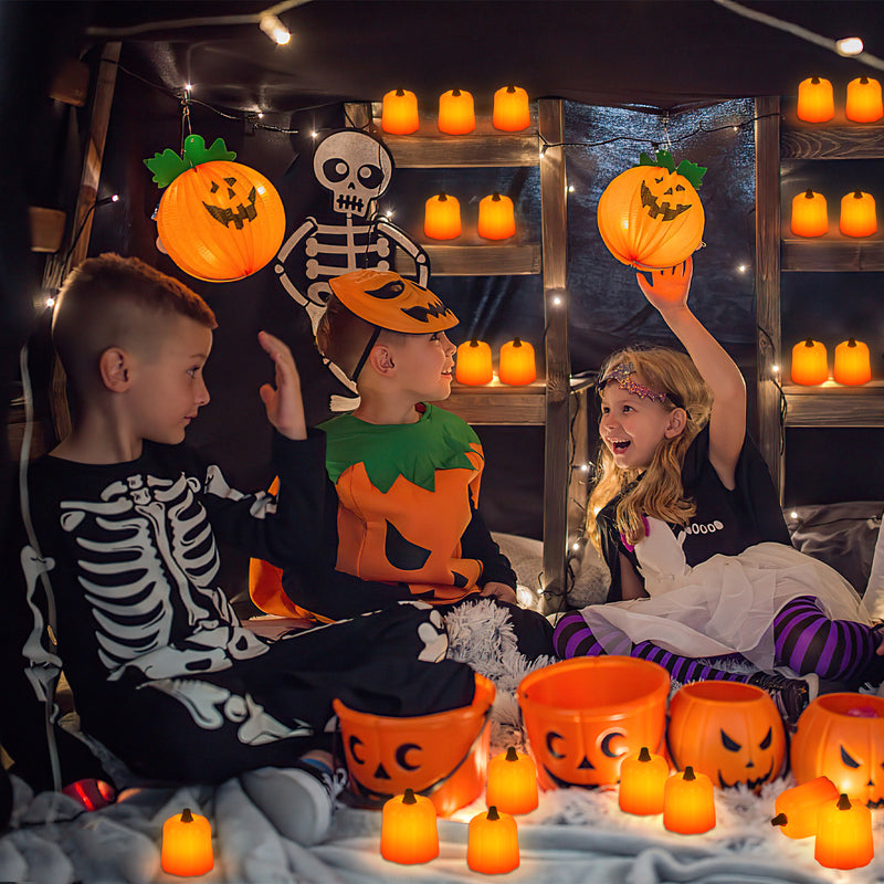 Sonnewelt LED Kürbis Teelichter 12Pcs Halloween licht