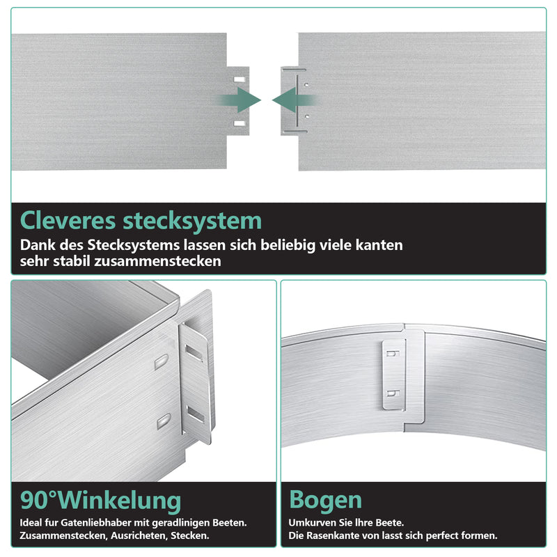 Sonnewelt Rasenkante Metall Beetumrandung 15cm/18cm