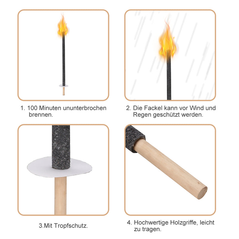 Sonnewelt Wachsfackeln Fackeln für Outdoor Brennzeit 90 min