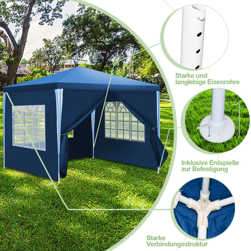 Sonnewelt Pavillon 3x3m Partyzelt Wasserdicht mit Seitenteilen