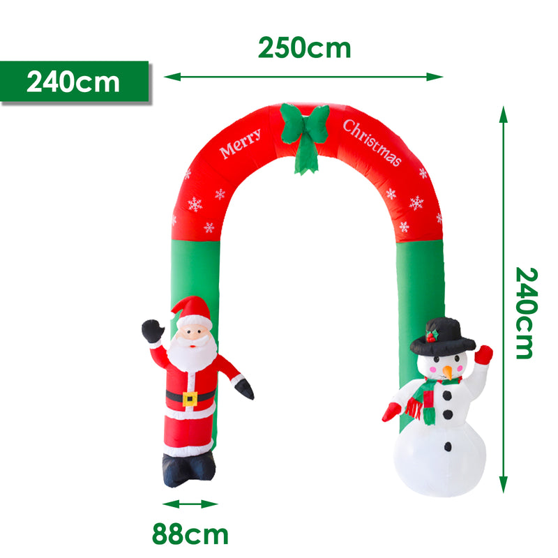Sonnewelt Weihnachtsmann Aufblasbarer Deko Tor 240cm Schneemann Santa