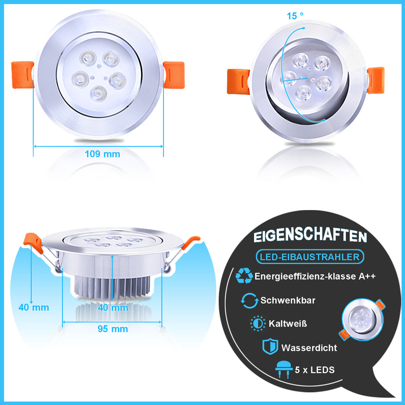 Sonnewelt LED Einbaustrahler 3W/5W/7W Kaltweiß/Warmweiß