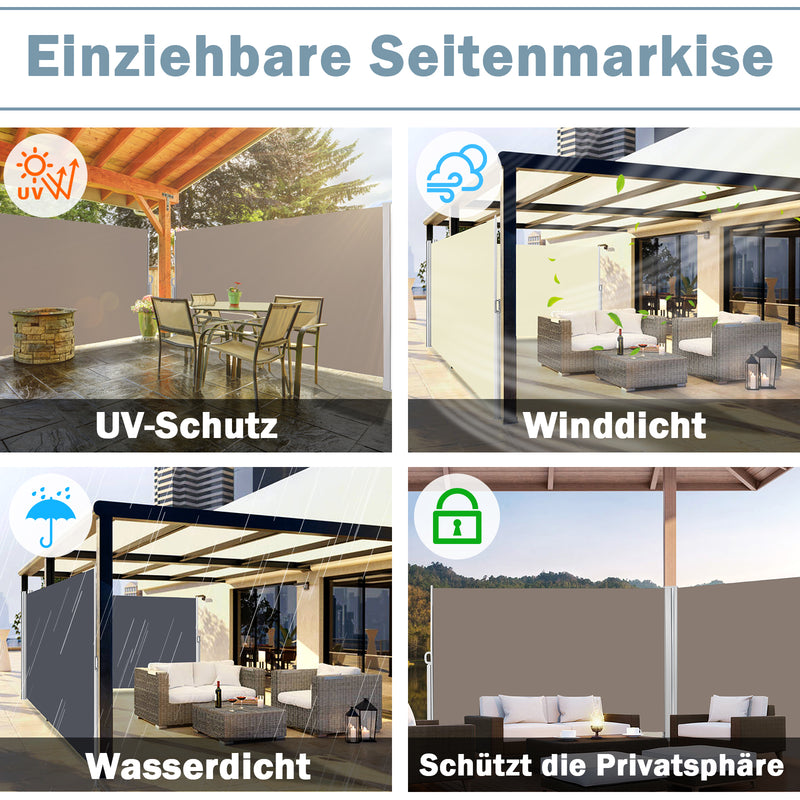 Sonnewelt Seitenmarkise Sichtschutz Ausziehbar