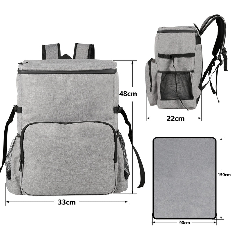 Sonnewelt Kühlrucksack Thermo Rucksack 35L mit Picknickmatte