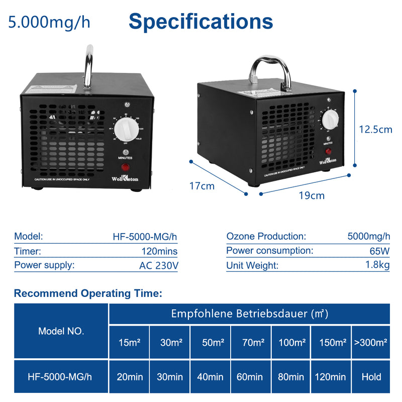 Sonnewelt Ozongenerator Ozon Luftreiniger 5.000mg/h 10.000mg/h