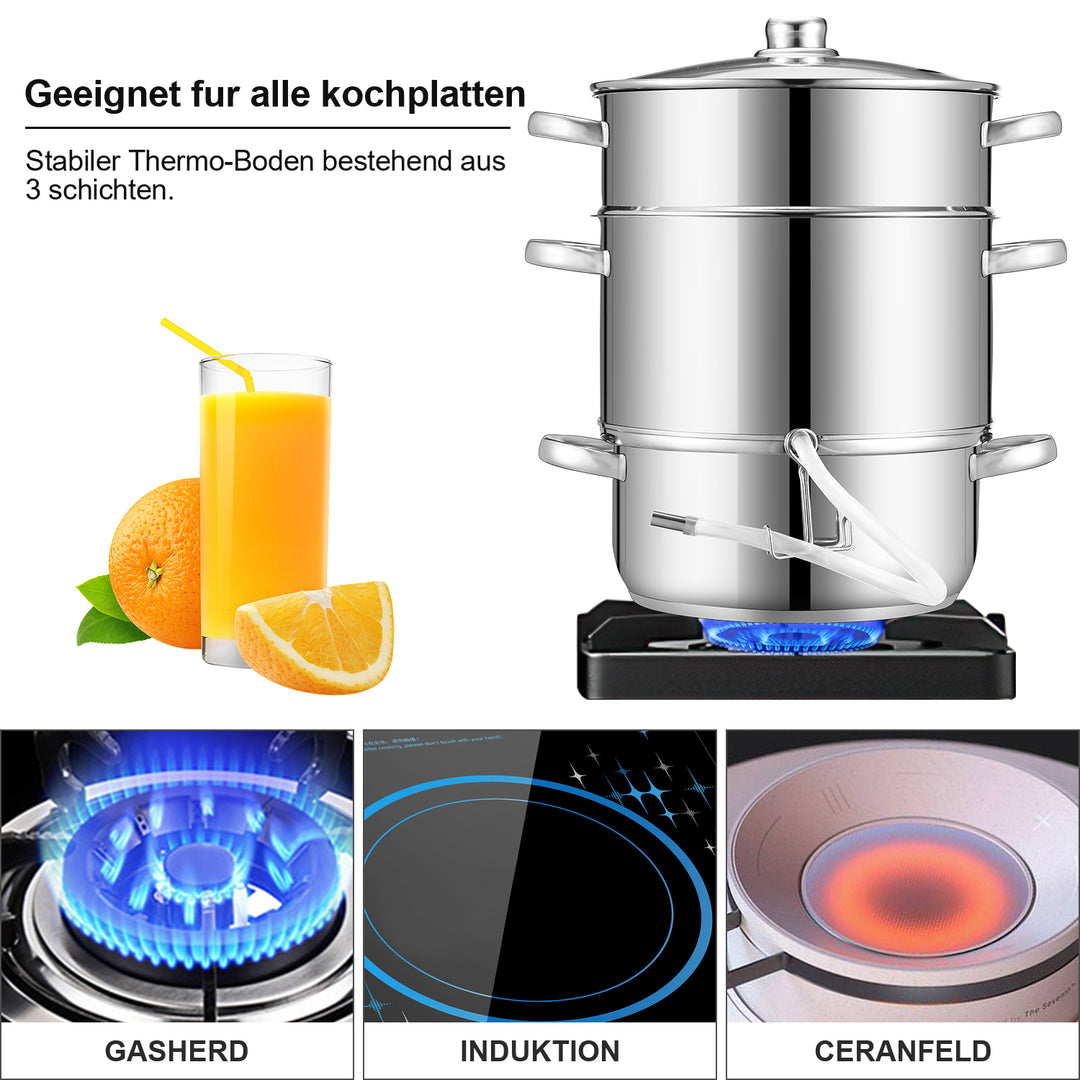 Sonnewelt Dampfentsafter 8L Edelstahl Fruchtentsafter