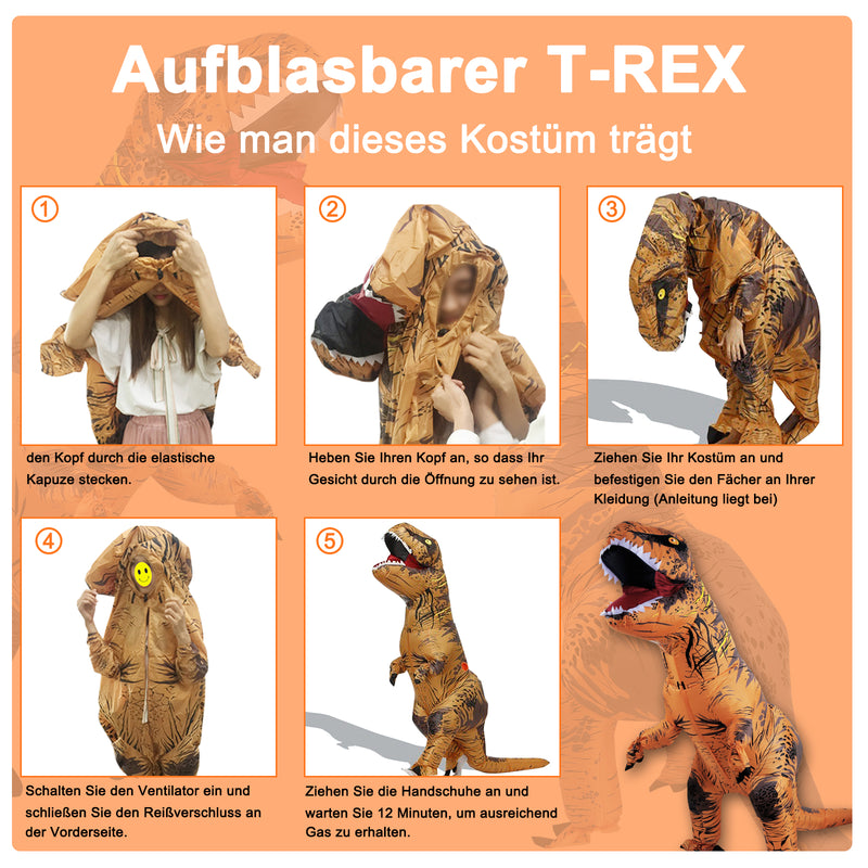 Sonnewelt Aufblasbares Dino Kostüm Erwachsene 200cm