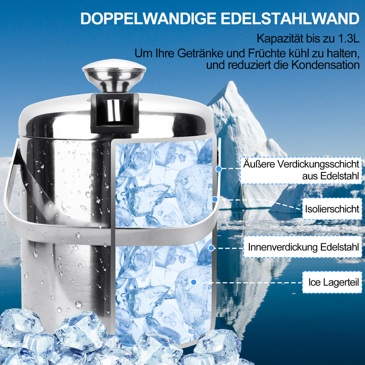 Sonnewelt Eiskühler Eiseimer Edelstahl mit Deckel