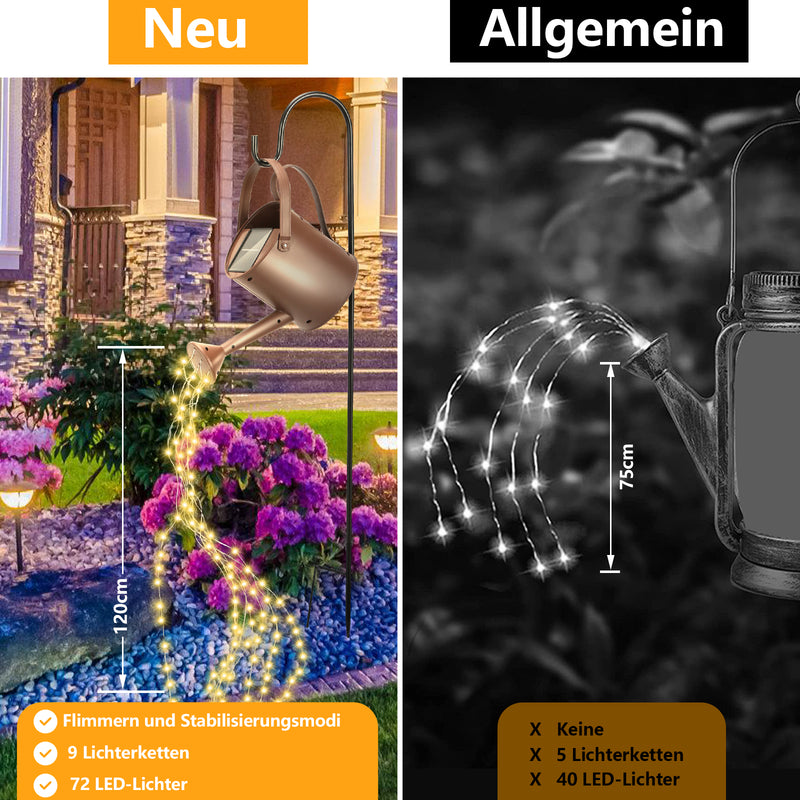 Sonnewelt Lichterkette Gießkanne LED Solar Gartenlampe