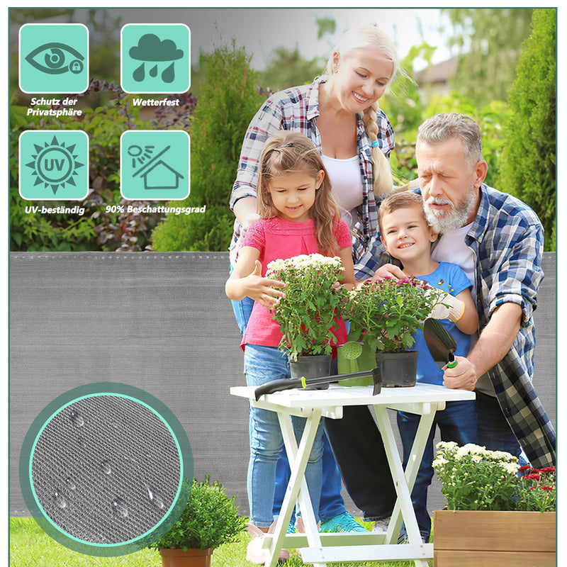 Sonnewelt Sichtschutz HDPE Windschutz Schattennetz Grün/Grau