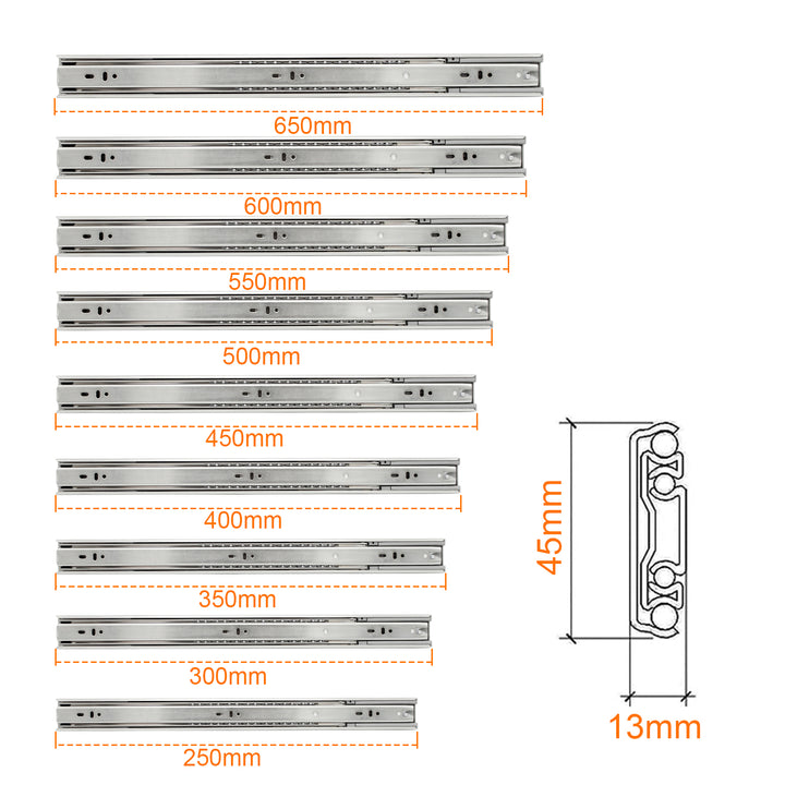Sonnewelt 1 pair of full extension drawer rails 35 kg load capacity