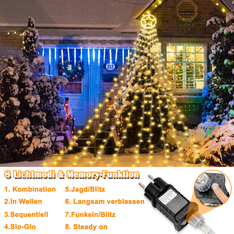 Sonnewelt LED Lichterkette mit Sternen mit 9 Girlanden