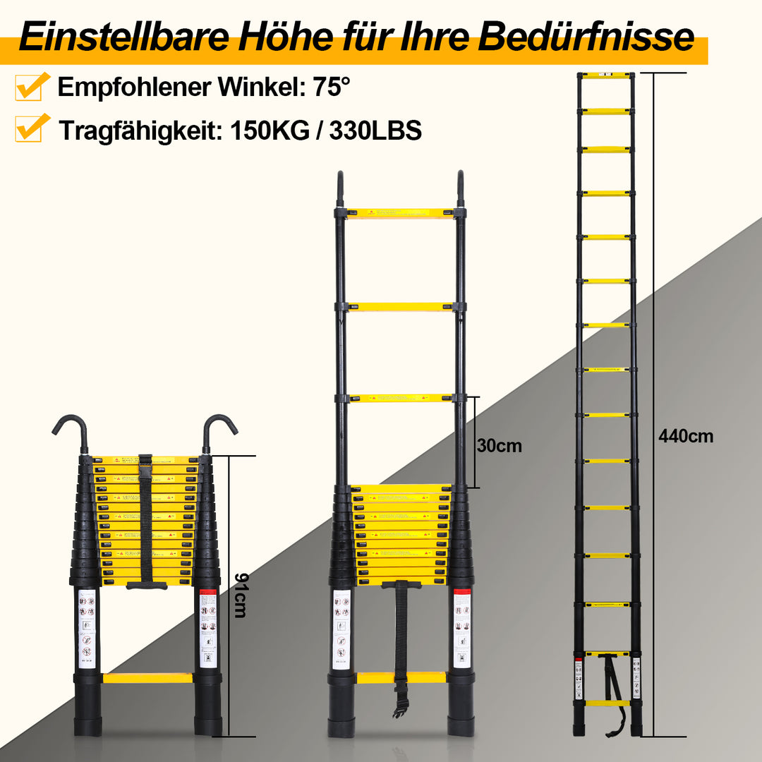 Sonnewelt Teleskopleiter Aluminium mit Abnehmbarem Haken