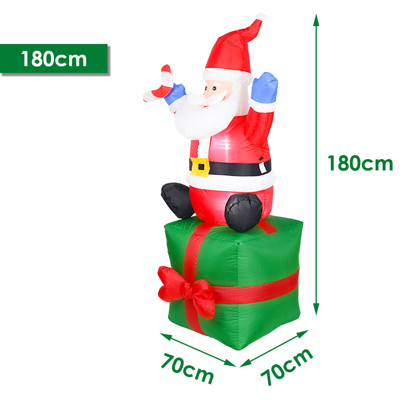 Sonnewelt Weihnachtsmann Aufblasbarer 180cm LED Deko IP44