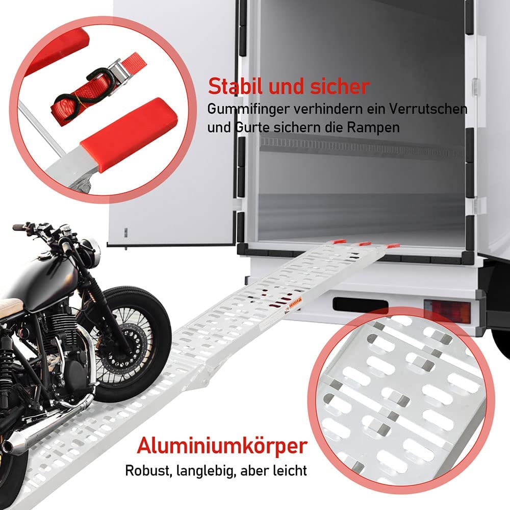 Sonnewelt Auffahrrampe Klappbar 340kg Faltbare Alu Motorradrampe
