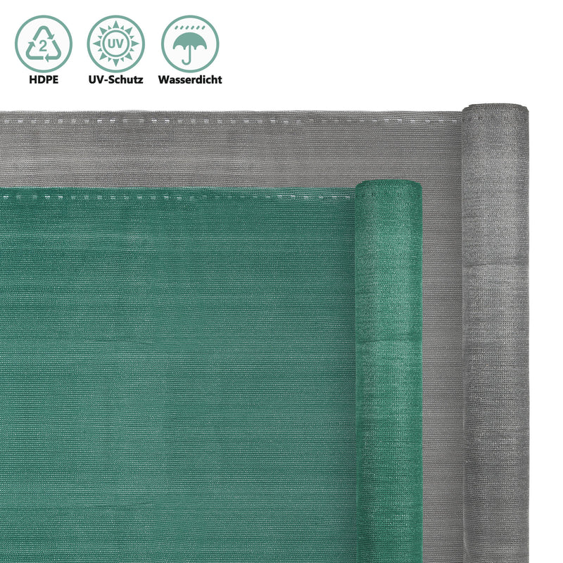 Sonnewelt Sichtschutz HDPE Windschutz Schattennetz Grün/Grau