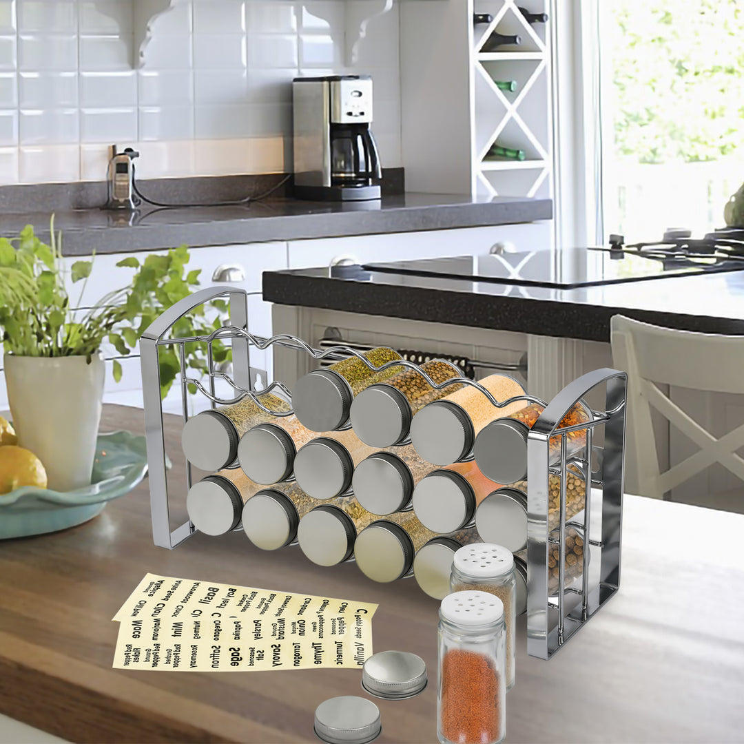 Sonnewelt Gewürzregal Gewürzbehälter 18 Glas Set