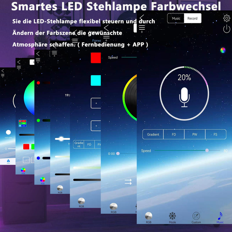 Sonnewelt LED Stehlampe Dimmbar RGB mit Fernbedienung APP