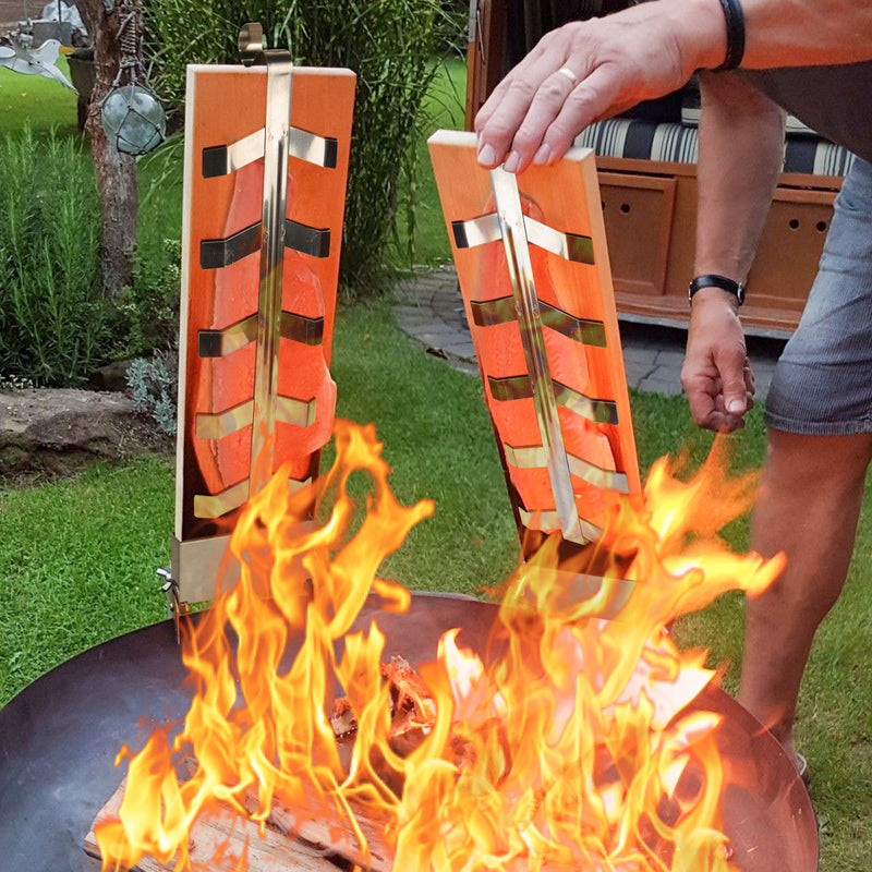 Sonnewelt Flammlachsbrett Lachsbrett 2er Set für Feuerschalen