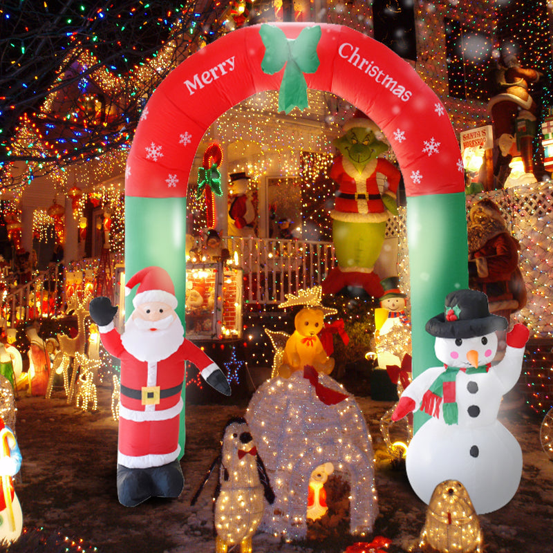 Sonnewelt Weihnachtsmann Aufblasbarer Deko Tor 240cm Schneemann Santa